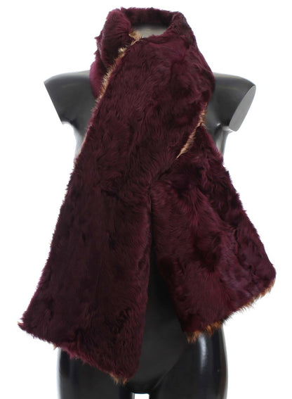 Écharpe en fourrure d'agneau violette à imprimé léopard Dolce &amp; Gabbana
