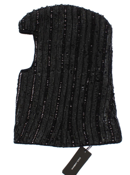 Bonnet écharpe à capuche en tricot noir à sequins Dolce &amp; Gabbana