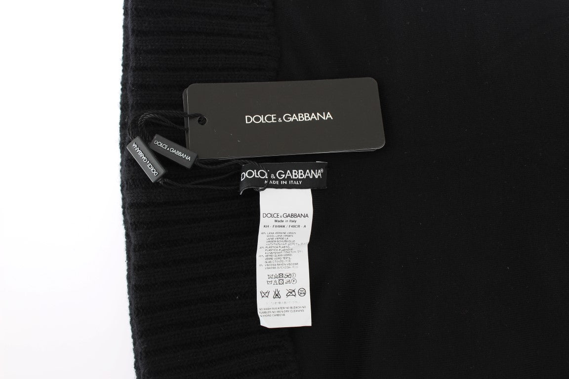 Bonnet écharpe à capuche en tricot noir à sequins Dolce &amp; Gabbana