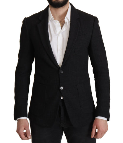Blazer noir à simple boutonnage Dolce &amp; Gabbana pour homme