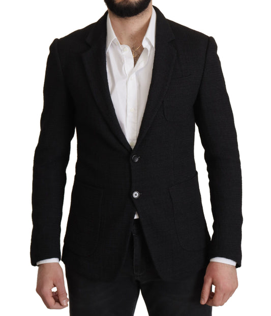 Blazer noir à simple boutonnage Dolce &amp; Gabbana pour homme