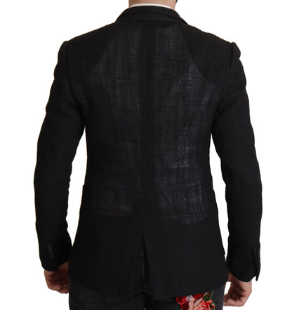 Blazer noir à simple boutonnage Dolce &amp; Gabbana pour homme