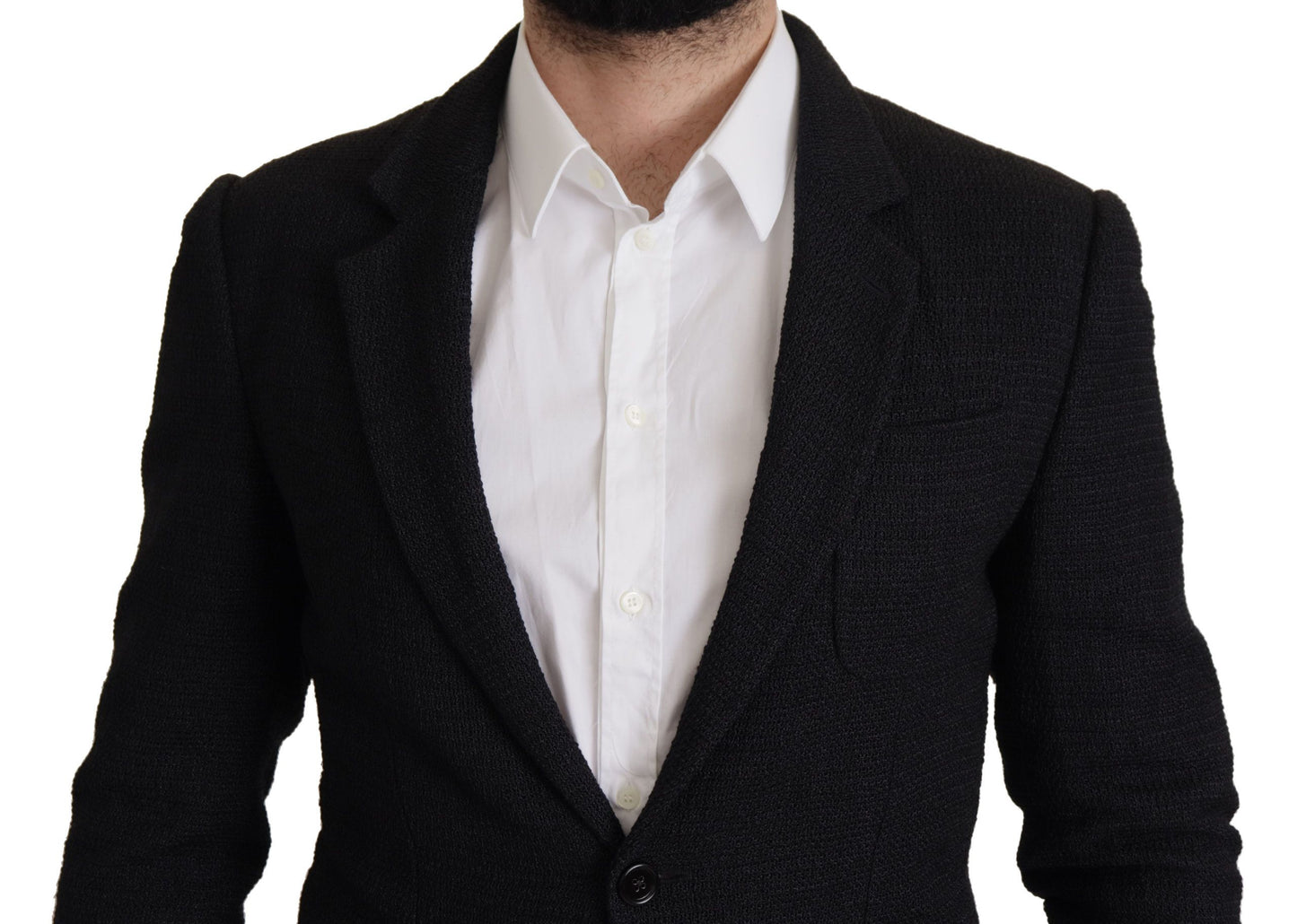 Blazer noir à simple boutonnage Dolce &amp; Gabbana pour homme