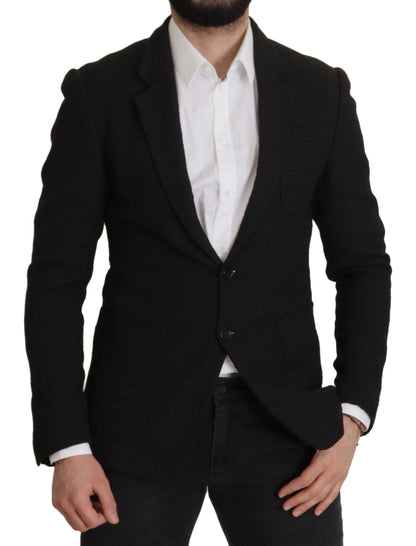 Blazer noir à simple boutonnage Dolce &amp; Gabbana pour homme