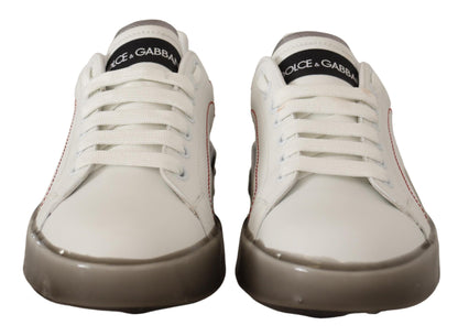 Chaussures en cuir blanc Dolce &amp; Gabbana pour femmes, baskets Portofino à logo