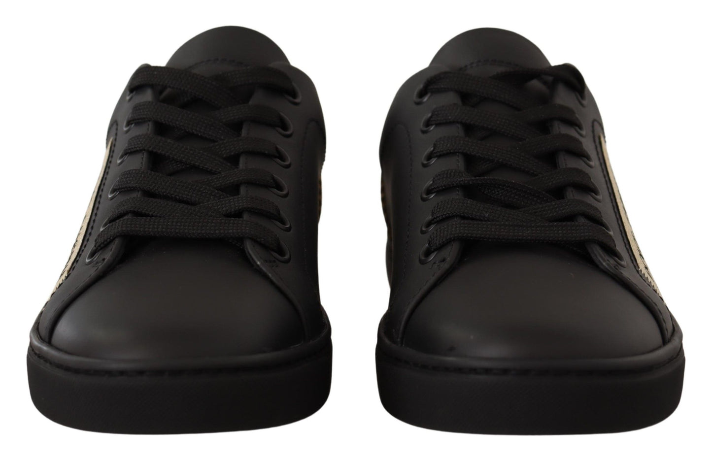 Baskets basses Dolce &amp; Gabbana en cuir noir et doré pour femme