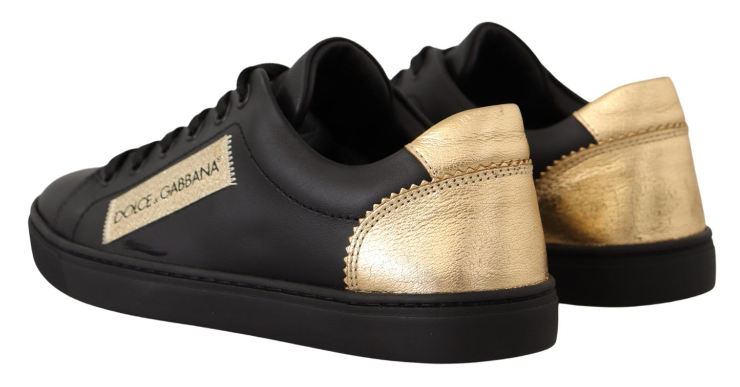Baskets basses Dolce &amp; Gabbana en cuir noir et doré pour femme