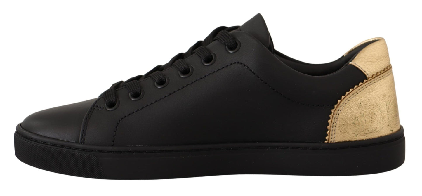 Baskets basses Dolce &amp; Gabbana en cuir noir et doré pour femme