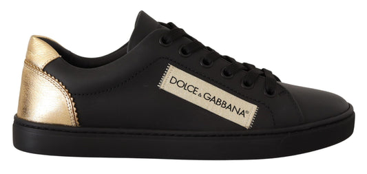 Baskets basses Dolce &amp; Gabbana en cuir noir et doré pour femme