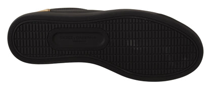 Baskets basses Dolce &amp; Gabbana en cuir noir et doré pour femme