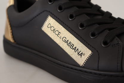 Baskets basses Dolce &amp; Gabbana en cuir noir et doré pour femme