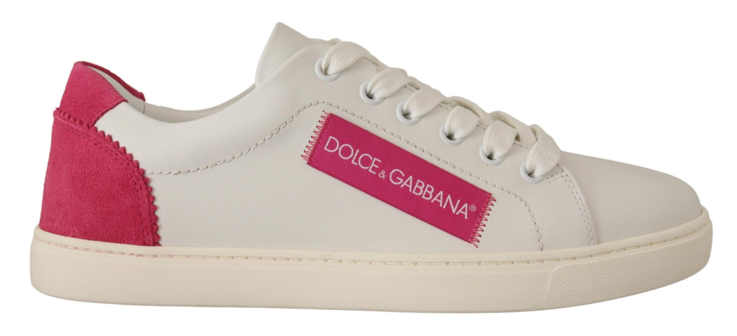 Baskets basses Dolce &amp; Gabbana en cuir blanc et rose pour femme