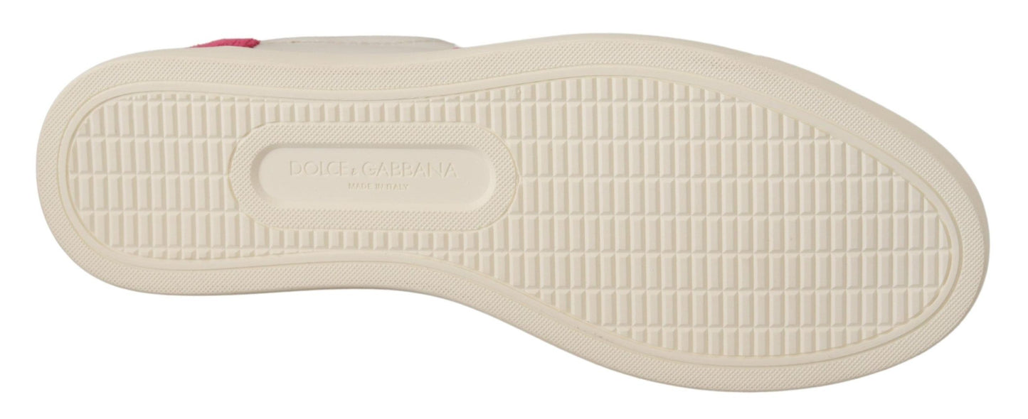 Baskets basses Dolce &amp; Gabbana en cuir blanc et rose pour femme