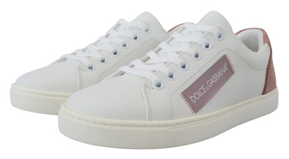 Baskets basses Dolce &amp; Gabbana en cuir blanc et rose