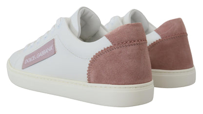 Baskets basses Dolce &amp; Gabbana en cuir blanc et rose