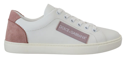 Baskets basses Dolce &amp; Gabbana en cuir blanc et rose