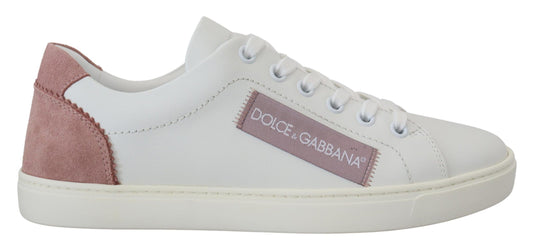 Baskets basses Dolce &amp; Gabbana en cuir blanc et rose