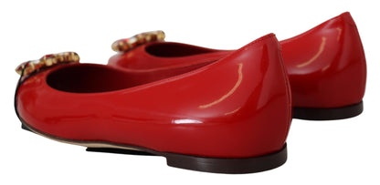 Mocassins plats Dolce &amp; Gabbana en cuir rouge avec cristaux