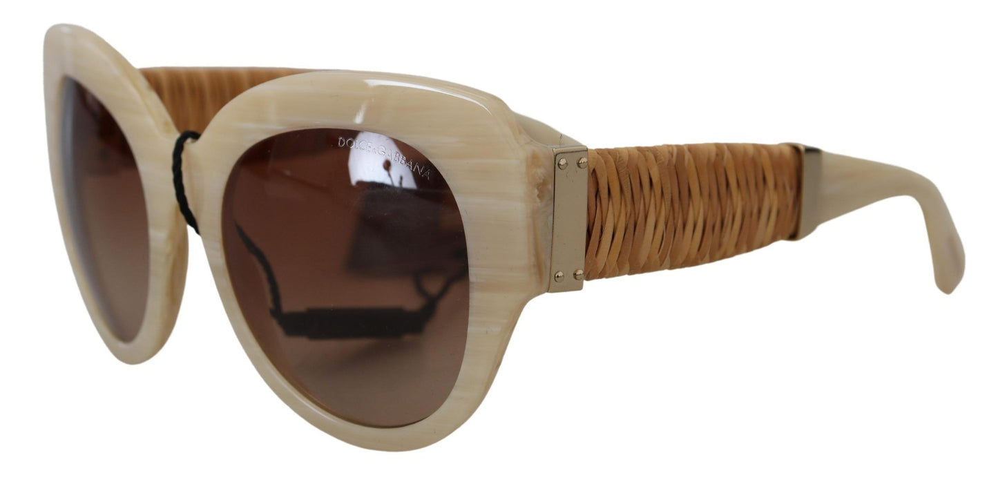Lunettes de soleil Dolce &amp; Gabbana en acétate beige à monture intégrale et verres marron DG4294