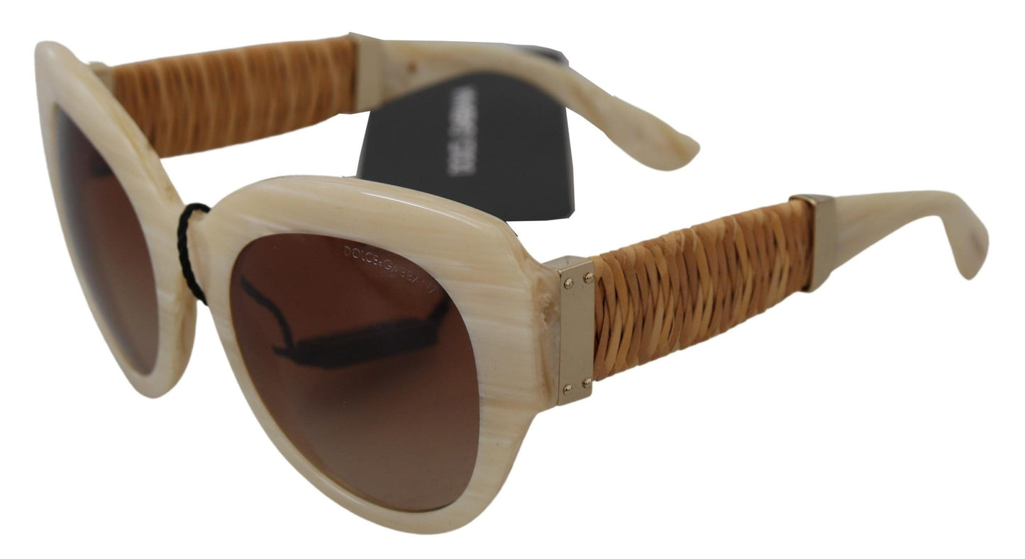 Lunettes de soleil Dolce &amp; Gabbana en acétate beige à monture intégrale et verres marron DG4294