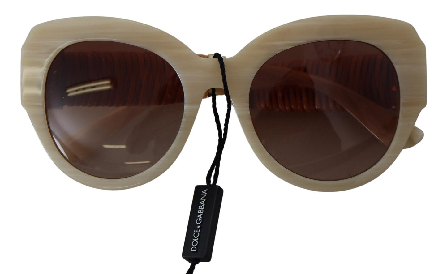 Lunettes de soleil Dolce &amp; Gabbana en acétate beige à monture intégrale et verres marron DG4294