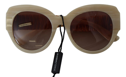 Lunettes de soleil Dolce &amp; Gabbana en acétate beige à monture intégrale et verres marron DG4294