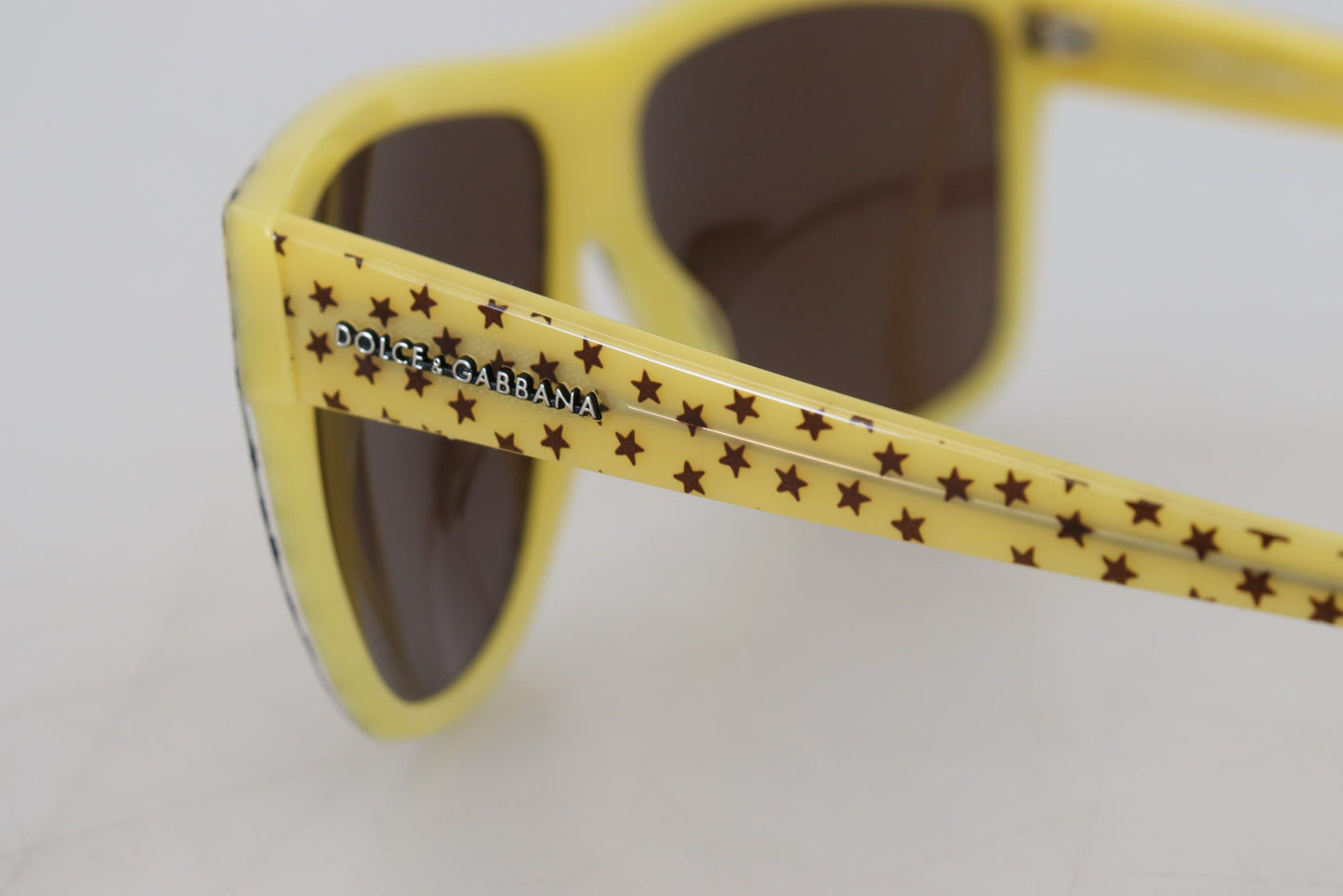 Lunettes de soleil carrées Dolce &amp; Gabbana en acétate à étoiles jaunes DG4125