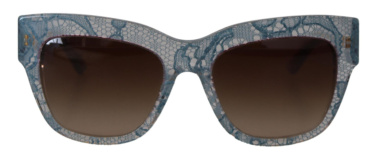 Lunettes de soleil rectangulaires en acétate et dentelle bleue Dolce &amp; Gabbana DG4231