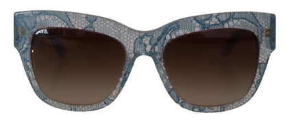 Lunettes de soleil rectangulaires en acétate et dentelle bleue Dolce &amp; Gabbana DG4231