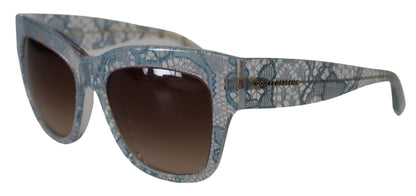 Lunettes de soleil rectangulaires en acétate et dentelle bleue Dolce &amp; Gabbana DG4231