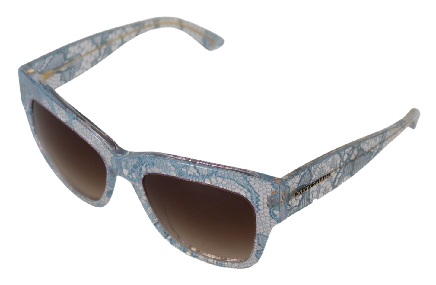 Lunettes de soleil rectangulaires en acétate et dentelle bleue Dolce &amp; Gabbana DG4231