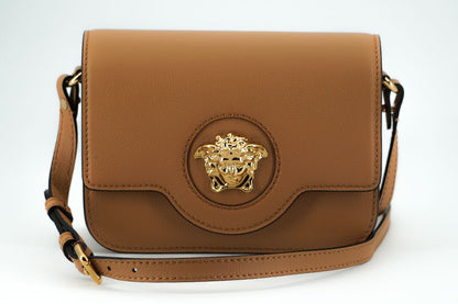 Sac à bandoulière élégant en cuir de veau Versace marron