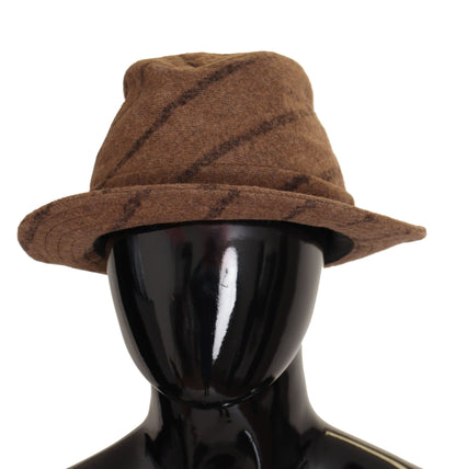 Chapeau d'été à rayures marron Fedora Dolce &amp; Gabbana