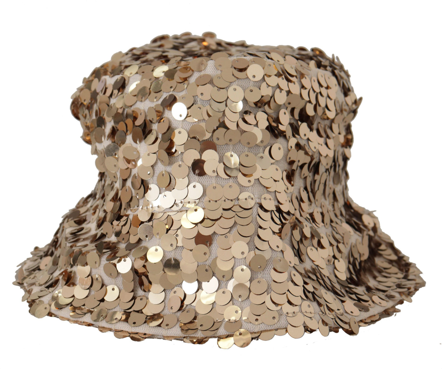 Chapeau bob Dolce &amp; Gabbana en soie dorée orné de sequins