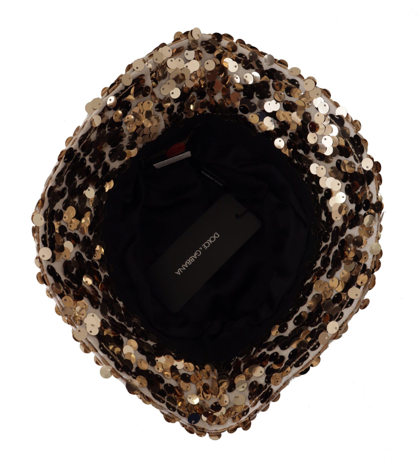 Chapeau bob Dolce &amp; Gabbana en soie dorée orné de sequins