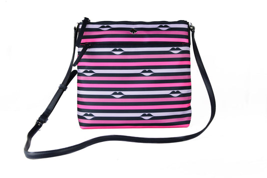 Kate Spade Jae Nylon Leder Flache Rosa Gestreifte Multi Crossbody Handtasche