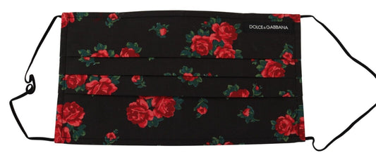 Masque facial Dolce &amp; Gabbana noir à imprimé floral et élastique avec cordon d'oreille, taille unique