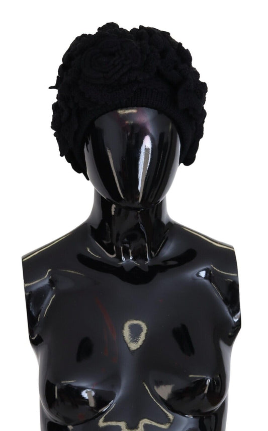 Bonnet d'hiver en laine noire Dolce &amp; Gabbana