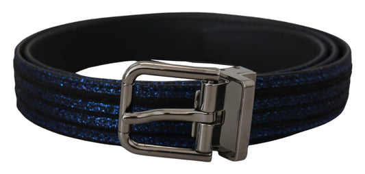 Ceinture Dolce &amp; Gabbana à rayures jacquard bleues et boucle argentée