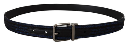 Ceinture Dolce &amp; Gabbana à rayures jacquard bleues et boucle argentée