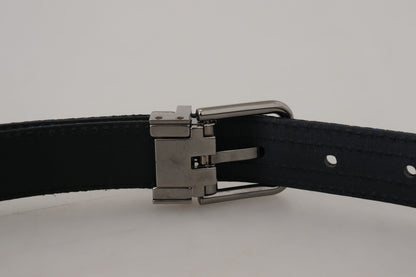 Ceinture Dolce &amp; Gabbana à rayures jacquard bleues et boucle argentée