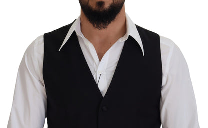 Gilet de soirée en laine vierge noire Dolce &amp; Gabbana
