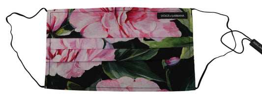 Masque facial plissé à motif floral noir Dolce &amp; Gabbana avec élastiques et attaches pour les oreilles