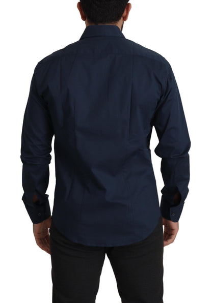 Roberto Cavalli – Marineblaues formelles Baumwollhemd