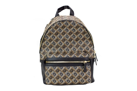 Marc Jacobs Signet – Schulterrucksack/Büchertasche aus schwarzem Leder mit Logo-Aufdruck