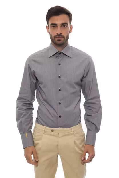Billionaire Italian Couture Schwarzes Herrenhemd aus Baumwolle