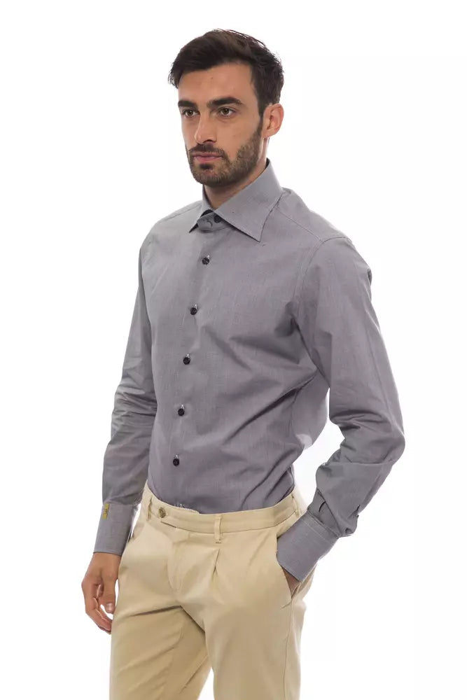 Billionaire Italian Couture Schwarzes Herrenhemd aus Baumwolle