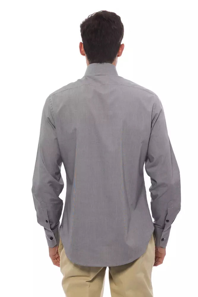 Billionaire Italian Couture Schwarzes Herrenhemd aus Baumwolle