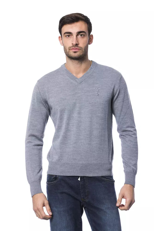 Billionaire Italian Couture Grauer Herrenpullover aus Merinowolle