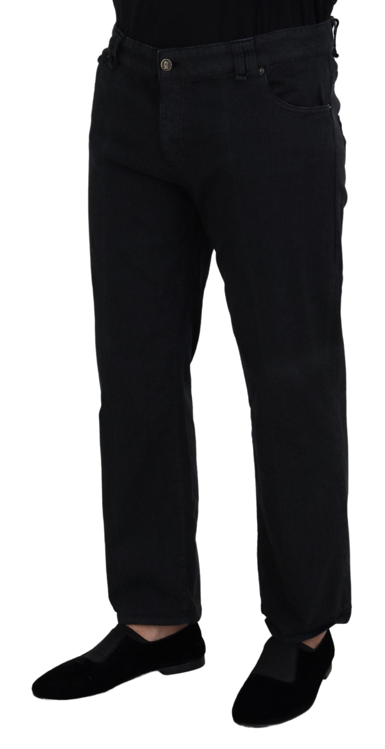 John Galliano – Lässige Jeans aus Baumwolle mit Schnalle hinten in Schwarz